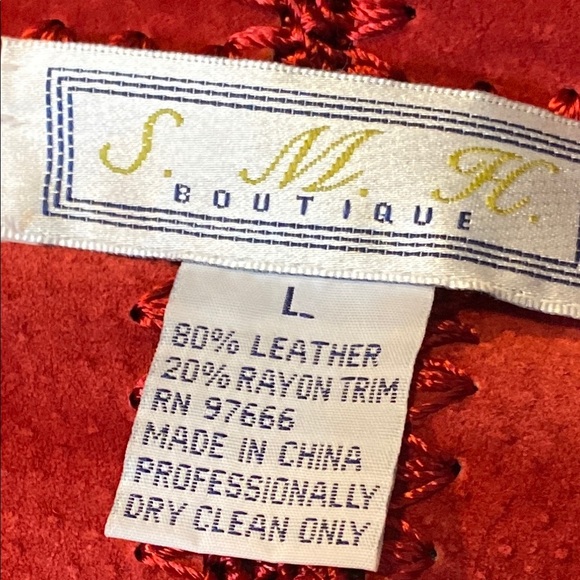 S.M.H Boutique Red Leather Blazer Patchwork Blazer/Jacket - Picture 3 of 10